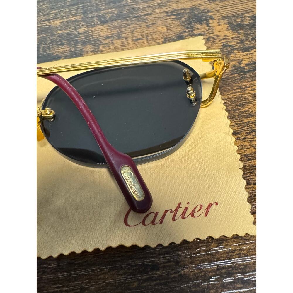 Cartier Vintage Rimless Women’s Prescription Gold Frame Sunglasses Size 130 - Picture 10 of 15